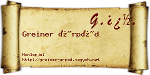 Greiner Árpád névjegykártya